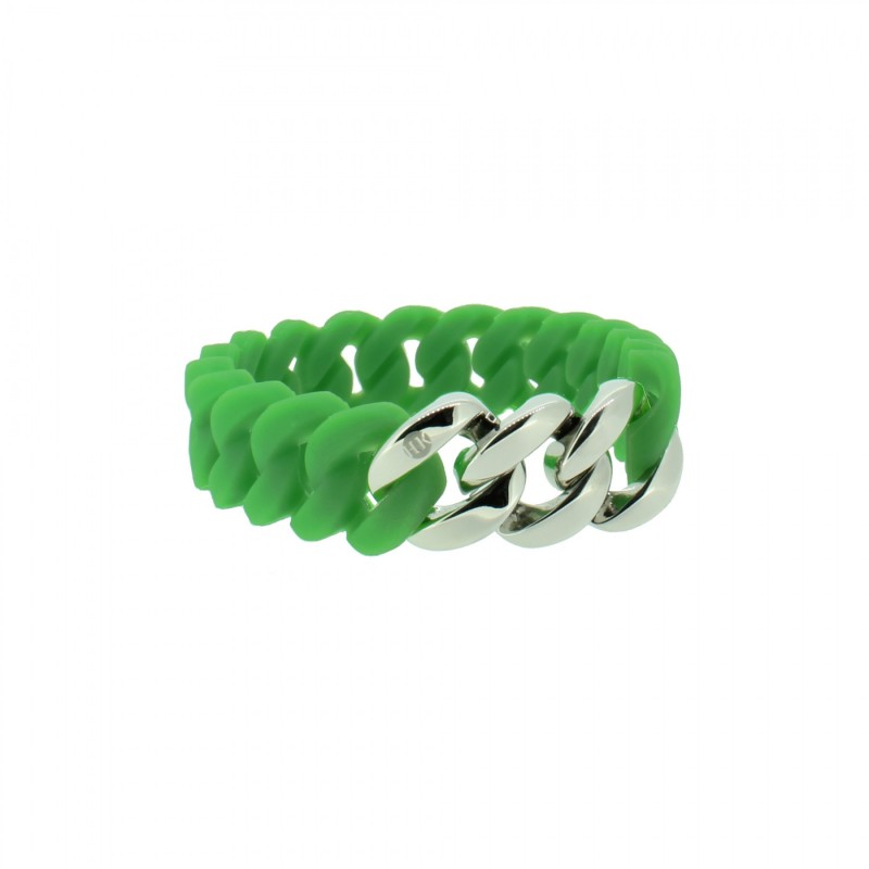 HANSE-KLUNKER MINI Damen Armband 107977 Edelstahl grün silber