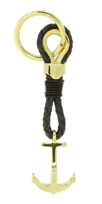 HAFEN-KLUNKER Sailor Collection Schlüsselanhänger Anker 108064 Leder Edelstahl braun gold