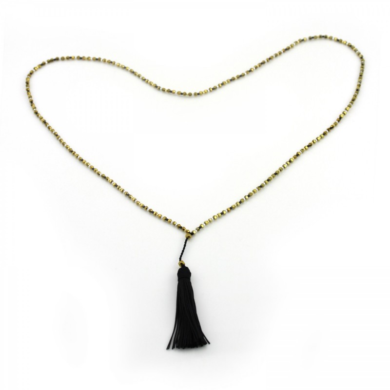 PEARL BAY Damen Perlenkette 107593 Quaste Miyuki Hämatit schwarz gold