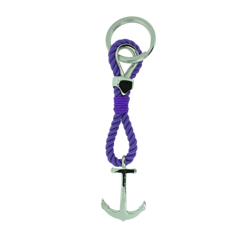 HAFEN-KLUNKER Sailor Collection Schlüsselanhänger Anker 110576 Textil Edelstahl Lila Silber