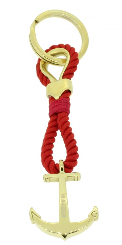 HAFEN-KLUNKER Sailor Collection Schlüsselanhänger Anker 108072 Textil Edelstahl rot gold