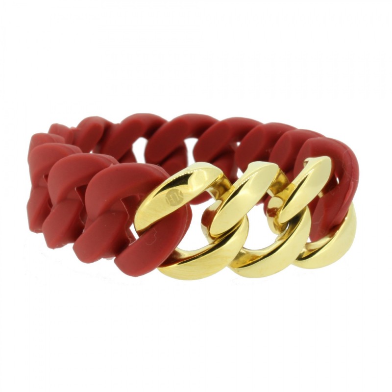HANSE-KLUNKER ORIGINAL Damen Armband 106787 Edelstahl Marsala rot gold