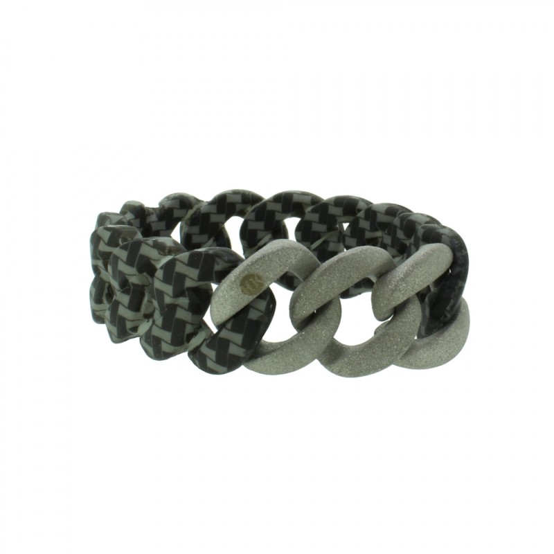 HANSE-KLUNKER ORIGINAL Damen Armband 107792 Edelstahl carbon style silber sandgestrahlt