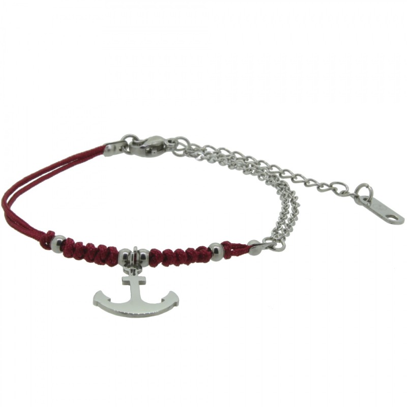 HAFEN-KLUNKER HARMONY Anker Armband 110410 Textil Edelstahl Rot Silber