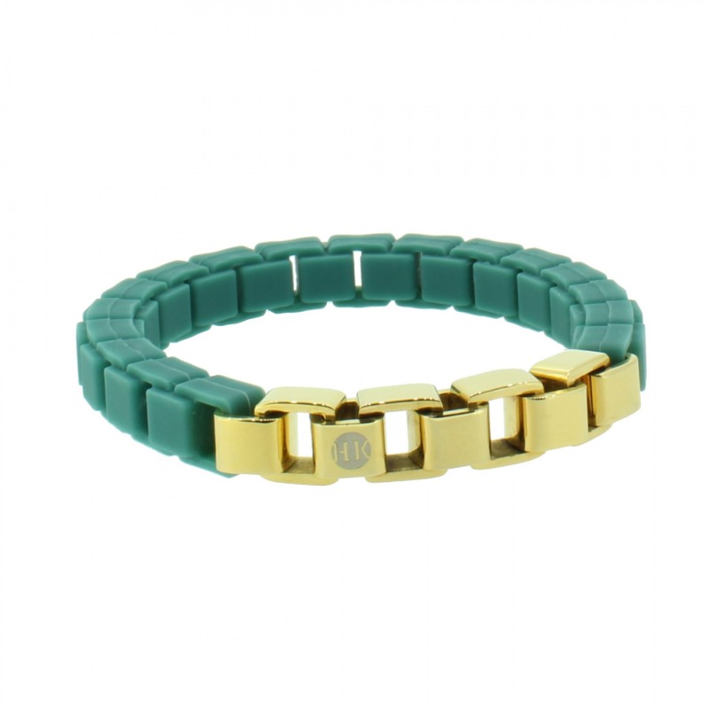 HANSE-KLUNKER FASHION Damen Armband 108003 Edelstahl türkisblau gold