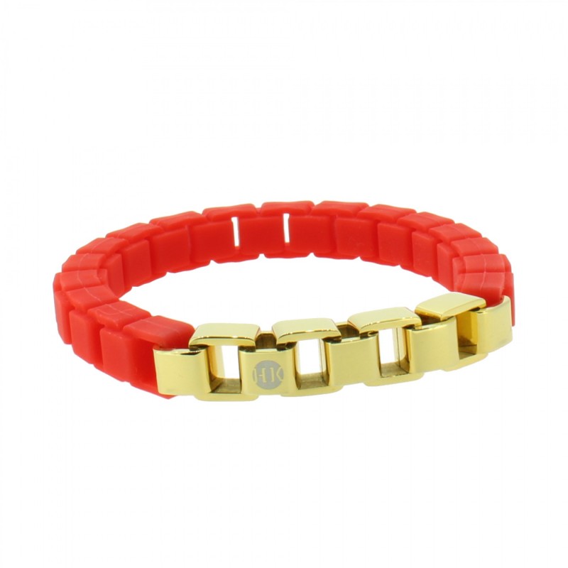 HANSE-KLUNKER FASHION Damen Armband 108005 Edelstahl leuchtrot gold